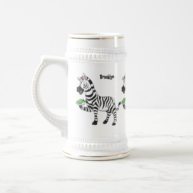 Caneca De Cerveja Imagem engraçada de desenho animado zebra (Esquerda)