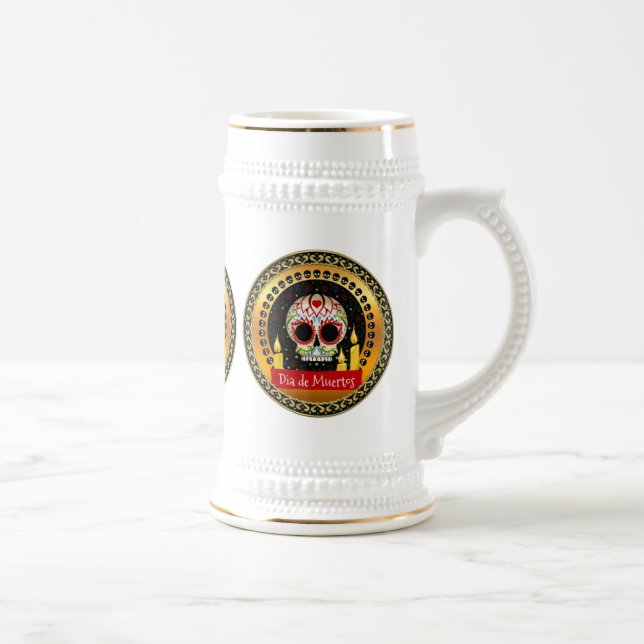 Caneca De Cerveja Intimidativo do crânio do açúcar e assustador (Direita)