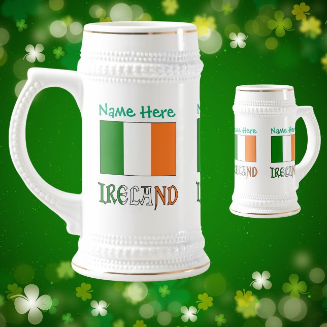 Caneca De Cerveja Irlanda Bandeira Personalização Verde (Criador carregado)