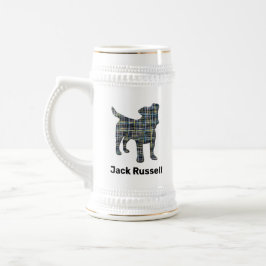 Caneca De Cerveja Jack Russell Dog Silhouket Amarelo e Preto Grid