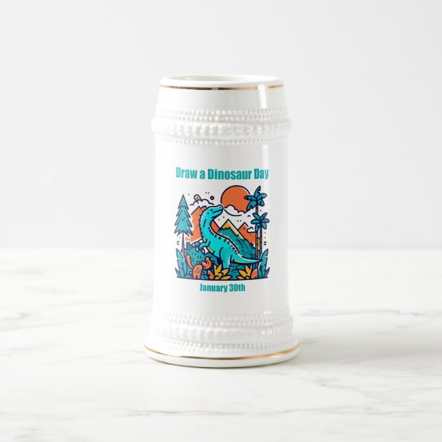 Caneca De Cerveja Jan 30 - Desenhar a Dinossauro (Centro)
