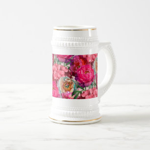Caneca De Cerveja Jardim de flores românticas