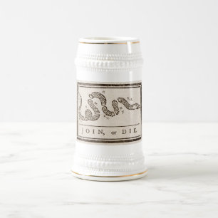 Caneca De Cerveja Join ou Die Rattlesnake: Cartoon Benjamin Franklin