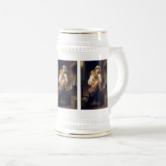 Caneca De Cerveja Jovem Mãe Olhando Para A Criança