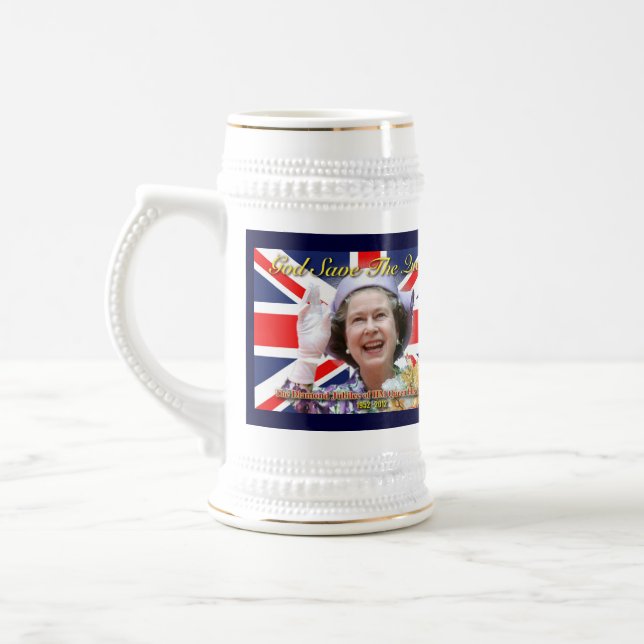 Caneca De Cerveja Jubileu de diamante do HM rainha Elizabeth II (Esquerda)
