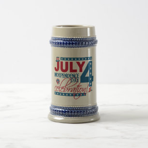 Caneca De Cerveja JULY 4 Celebração - escolha estilo e cor