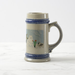 Caneca De Cerveja Keeshond Snow Dog Keesie Cena de Neve de inverno