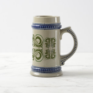 Caneca De Cerveja Khokhloma Green Folk Art Curly Pattern