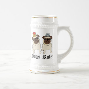 Caneca De Cerveja KIng e Queen Pug Mugs