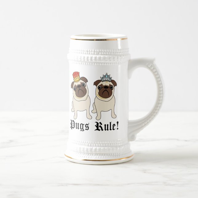 Caneca De Cerveja KIng e Queen Pug Mugs (Direita)