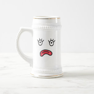 Caneca De Cerveja lábios cor-de-rosa, rosto triste