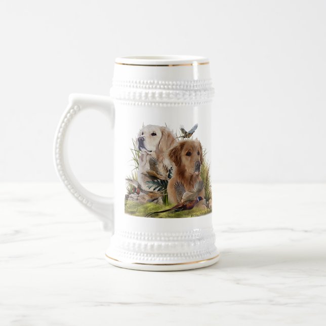 Caneca De Cerveja Labrador Retrievers com Faisão, Arte (Esquerda)