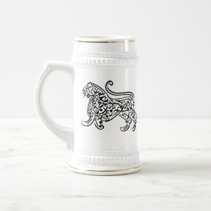 Caneca De Cerveja Leão da caligrafia (preto)