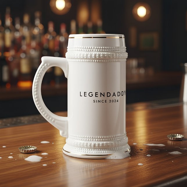 Caneca De Cerveja Legendaddy desde então para Pais lendários minimal (beer stein for dads.)