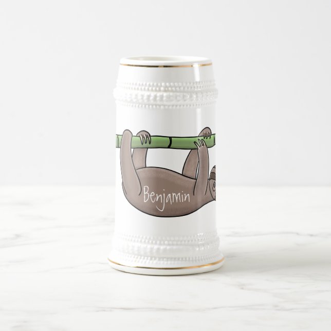 Caneca De Cerveja Lenta sorridente e bonita na ilustração do desenho (Centro)