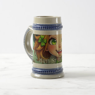 Caneca De Cerveja Leprechaun alegre - Rua. Carro Feliz Dia de Patric