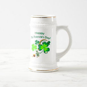 Caneca De Cerveja Leprechaun e Shamrock