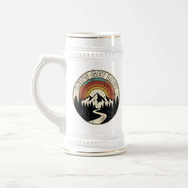 Caneca De Cerveja Let’s Get Lost Retro Mountain Adventure Outdoor (Esquerda)