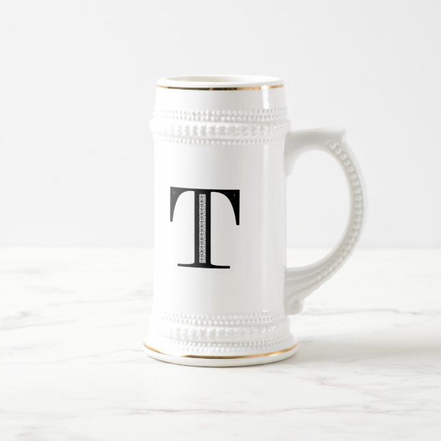 Caneca De Cerveja Letra T do damasco - preto (Direita)