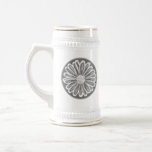 Caneca De Cerveja Linda Flor de Margarida, Ilustração de Meio-Tons
