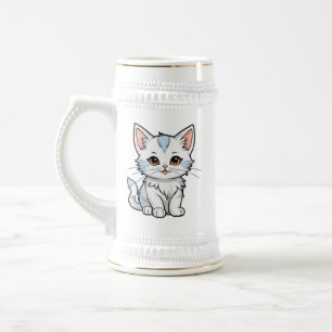 Caneca De Cerveja Linha de Cartoon de Gato Estilizado Design-52316
