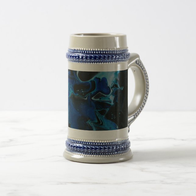 Caneca De Cerveja Líquido psicodélico azul escuro (Frente Esquerda)