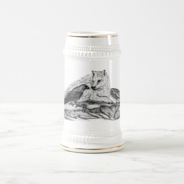 Caneca De Cerveja Lobo e Raven - Design preto e branco (Centro)