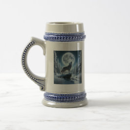 Caneca De Cerveja Lobo Uivando no Inverno