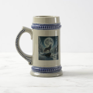 Caneca De Cerveja Lobo Uivando no Inverno