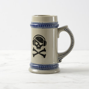 Caneca De Cerveja Logotipo da pirataria anti-RIAA do pirata da