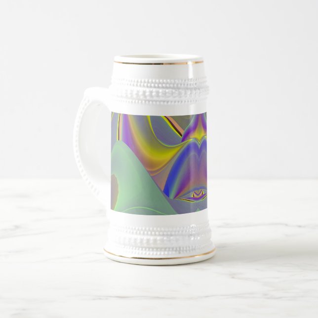 Caneca De Cerveja Má Face, Abstrato 3D Arte Arco Arco-Íris (Frente Esquerda)