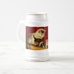 Caneca De Cerveja Mãe Gato e Gatinhos Brincando com Violão