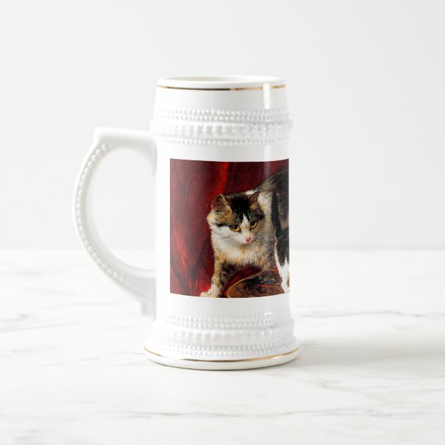Caneca De Cerveja Mãe Gato e Gatinhos na Mesa (Esquerda)