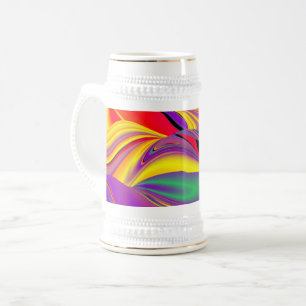 Caneca De Cerveja Magia das cores, Abstrato 3D Rainbowart