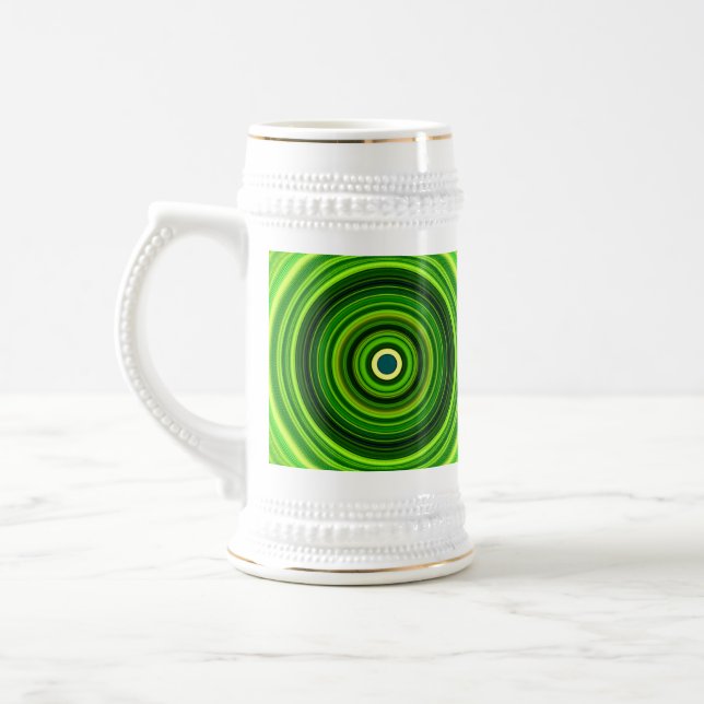 Caneca De Cerveja Mandala Verde Geométrico- 25436 (Esquerda)