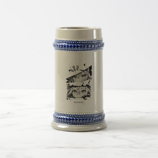 Caneca De Cerveja Manga Is My Life Anime Eyes Glitch Art (Centro)