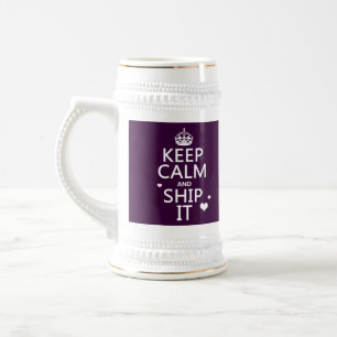 Caneca De Cerveja Mantenha a calma e envie-a (os corações) (em