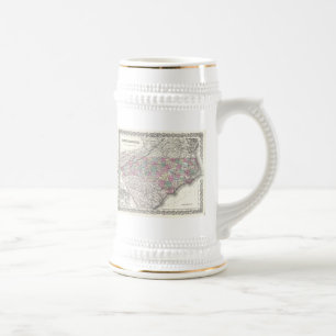 Caneca De Cerveja Mapa Antigo da Carolina do Norte (1855)