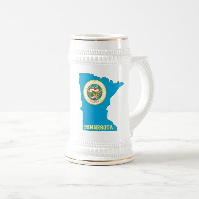 Caneca De Cerveja Mapa da bandeira do estado de Minnesota (Frente Esquerda)