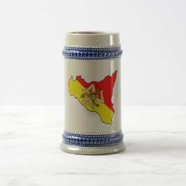 Caneca De Cerveja Mapa da Sicília com Símbolo de Trinacria