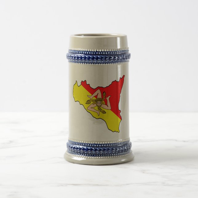 Caneca De Cerveja Mapa da Sicília com Símbolo de Trinacria (Centro)