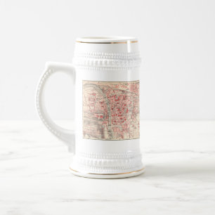Caneca De Cerveja Mapa do vintage de Wurzburg Alemanha (1905)