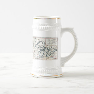 Caneca De Cerveja Mapa do vintage dos grandes lagos (1696)