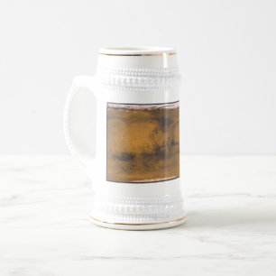 Caneca De Cerveja Mapa Mundial de Marte Planeta Vermelho por Satélit