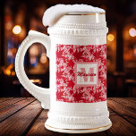 Caneca De Cerveja Maple Leaves on a Pink Background<br><div class="desc">Red and white maple leaves on a pink background. (Charcoal background is also available).</div>