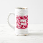 Caneca De Cerveja Maple Leaves on a Pink Background<br><div class="desc">Red and white maple leaves on a pink background. (Charcoal background is also available).</div>