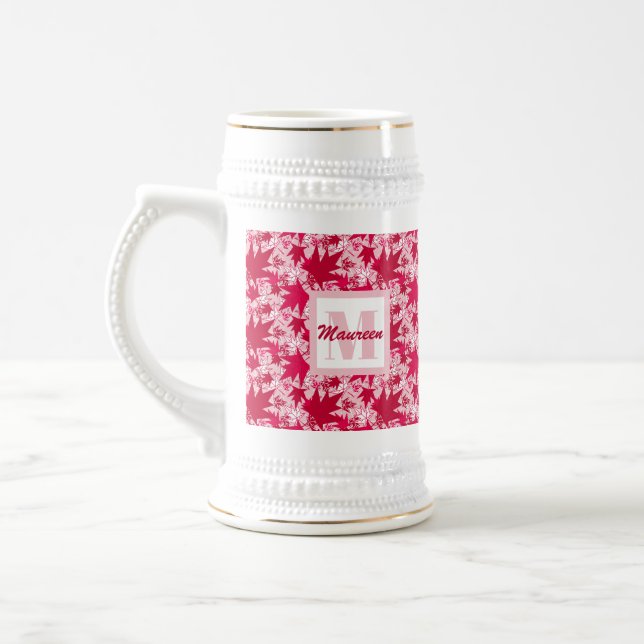 Caneca De Cerveja Maple Leaves on a Pink Background (Esquerda)
