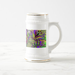 Caneca De Cerveja Mardi Gras Feather Máscaras Psicodélicas Oferece R