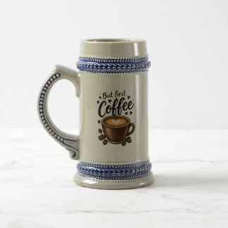 Caneca De Cerveja Mas Primeiro Café Citação Matinal Fofa