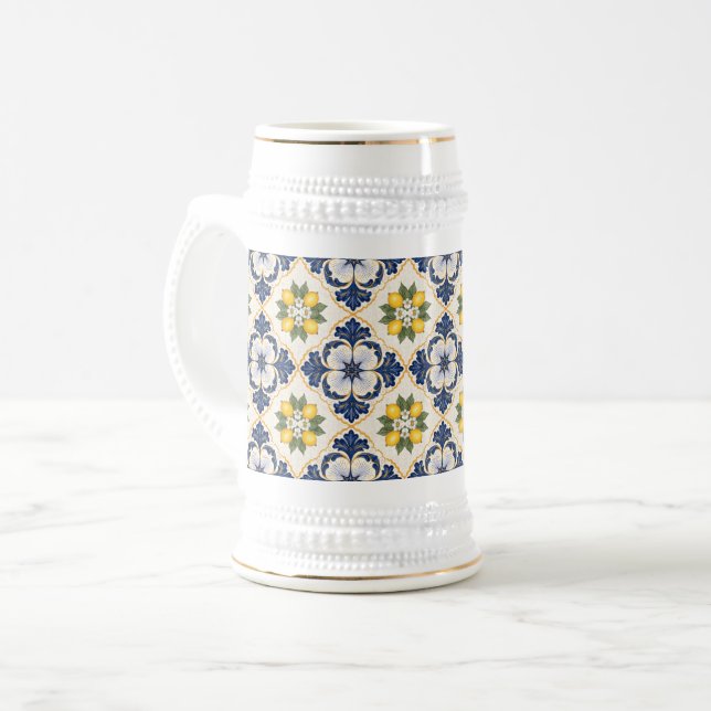 Caneca De Cerveja Mediterranean Lemon Tile Italian Talavera (Frente Esquerda)